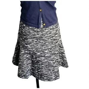 Aqua Women's Black & White Poly/Spandex Abstract Knit Flared Skirt